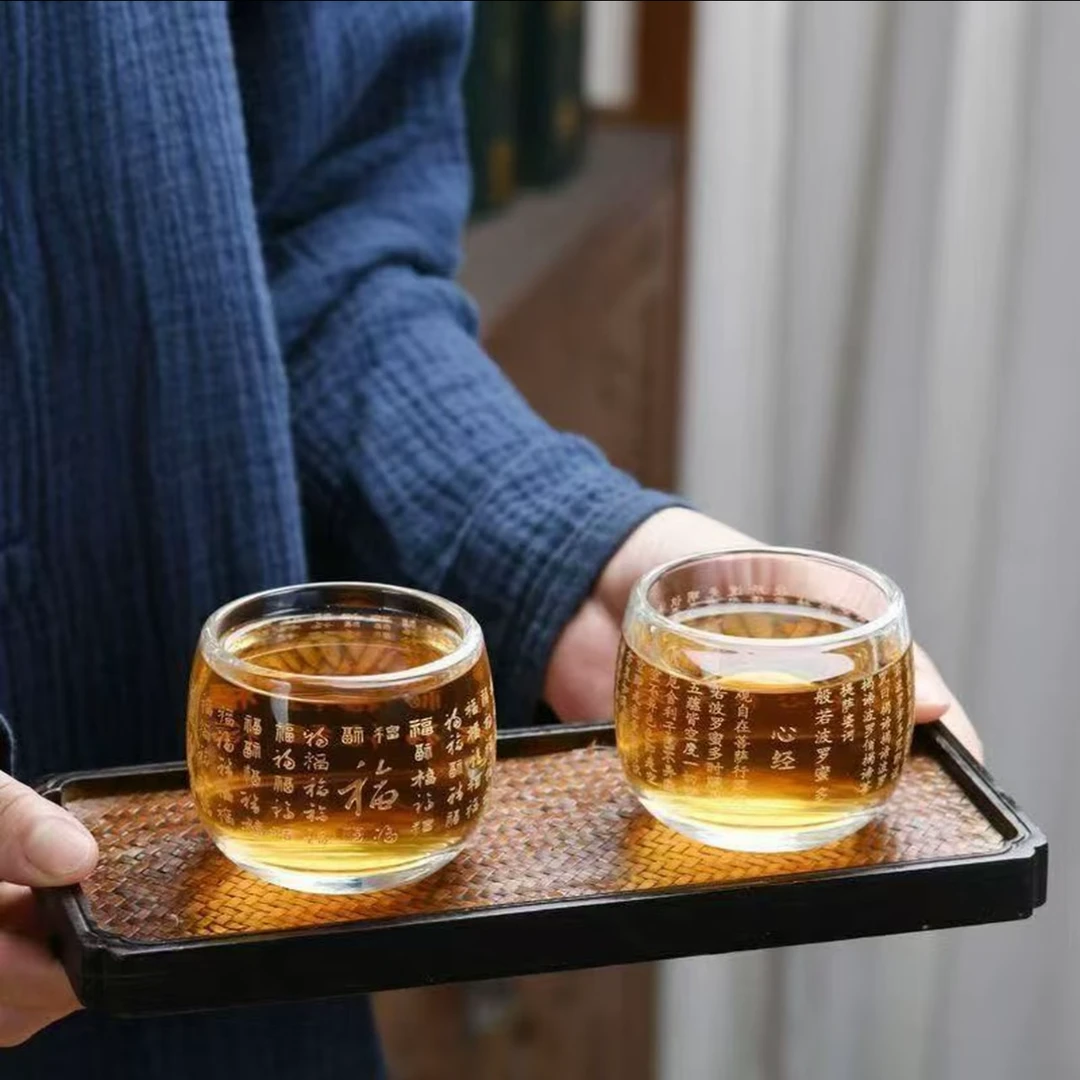 器城-高端玻璃心经茶杯两只装mc100