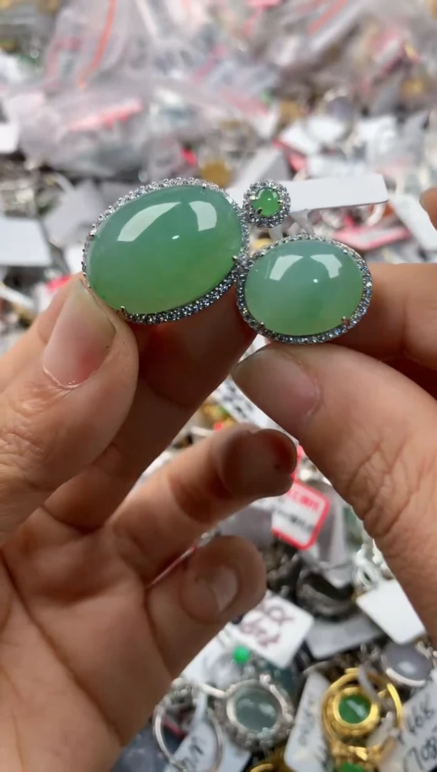 银S925镶嵌戒指翡翠222----6