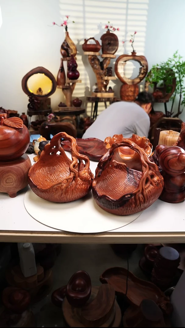 木香樟木摆件/中型果篮