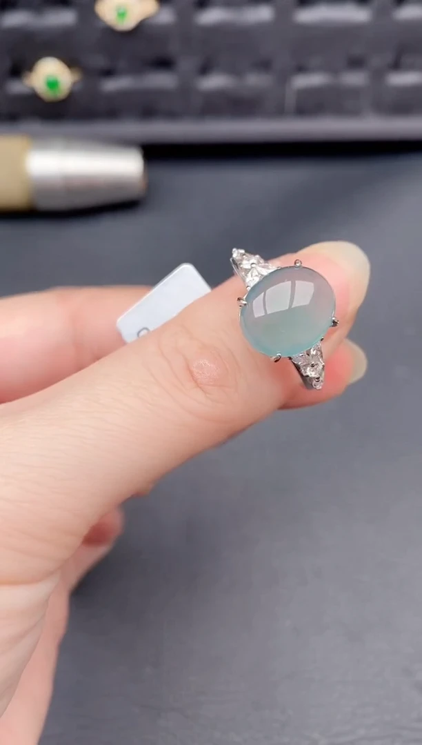 银S925镶嵌戒指翡翠天然a货翡翠221