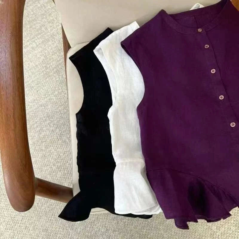 夏季新款衬衫韩版时尚圆领无袖背心女上衣潮流T恤