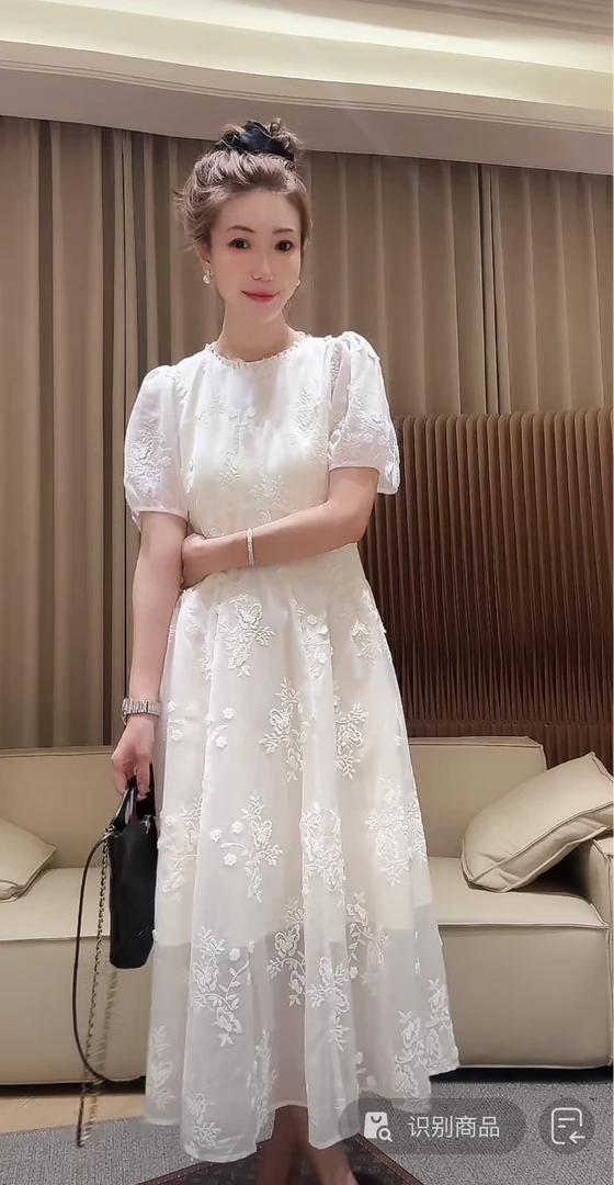 DEDM•STUDIO/静奢高级感小众绣花圆领短袖连衣裙2504LYQ/25q257.