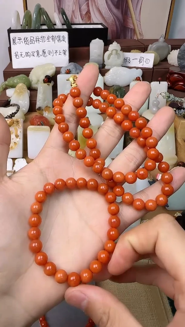 【闪购商品】玛瑙/玉髓银S925镶嵌颈饰南红项链手串一套