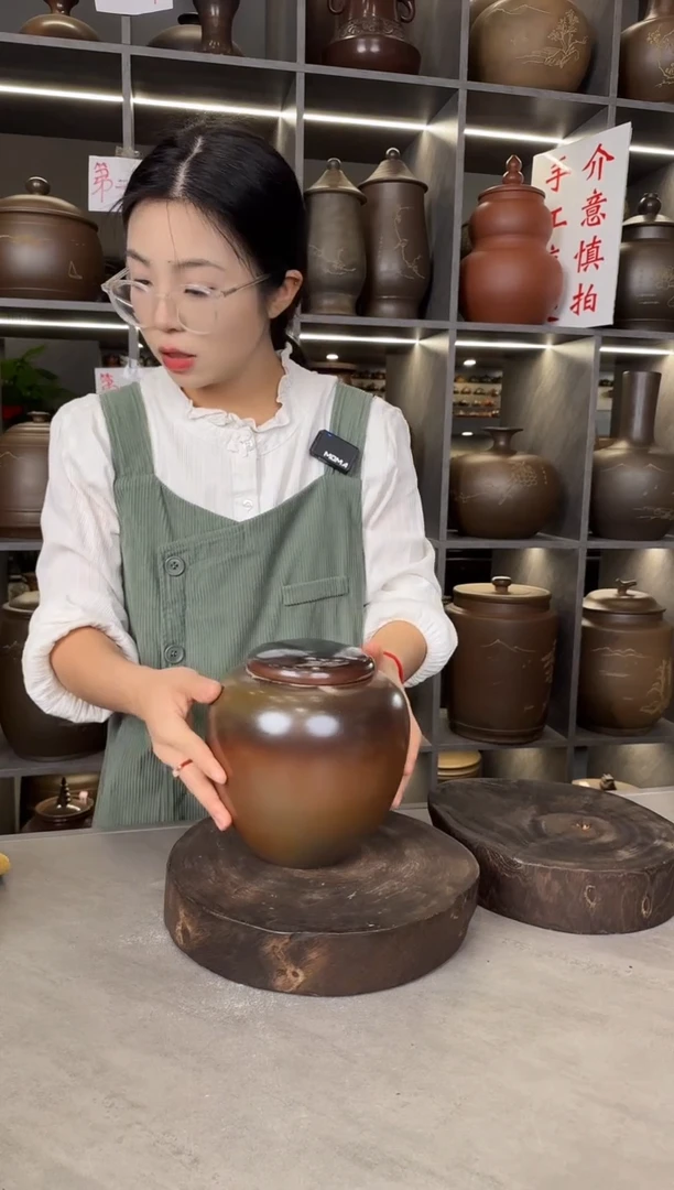 【闪购商品】罐本陶手作泥兴陶手工柴烧圆罐1斤装（瑕疵