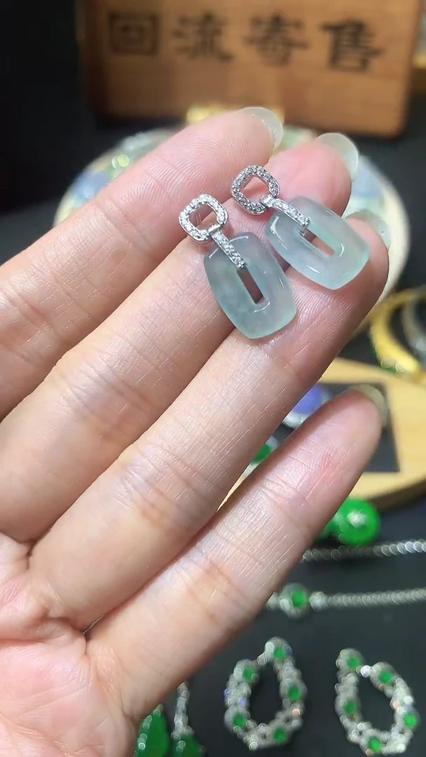 银S925镶嵌翡翠耳饰团购