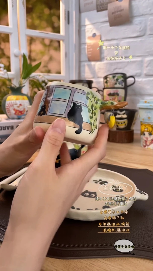 摆件景德镇创意手绘可爱文创杯