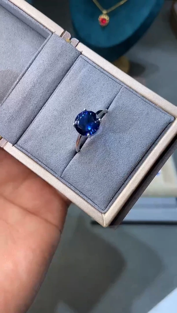 戒指蓝宝石银S925镶嵌......