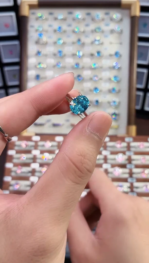 银S925镶嵌戒指海蓝宝石2188