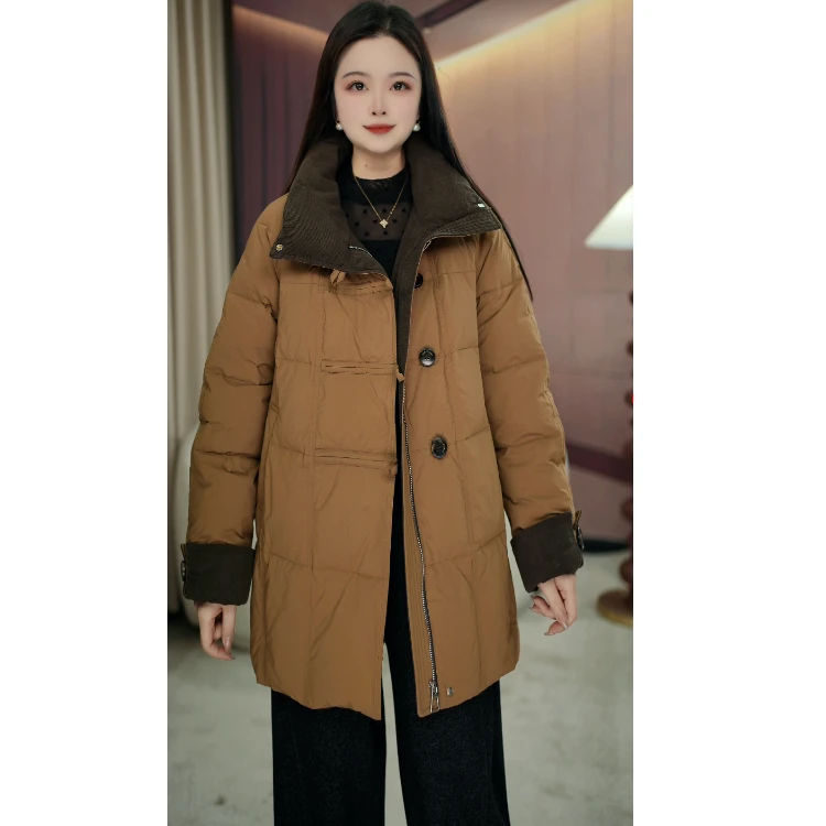 【慧可定制】D8193洋气时尚中长款羽绒服2025冬季新款轻奢羽绒服女