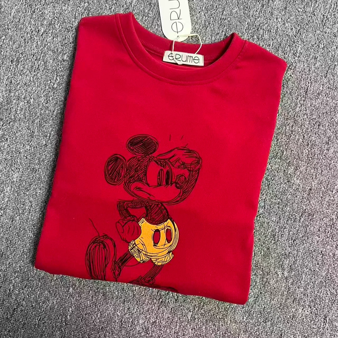 YD-韩系！米奇红T恤26春季新款休闲宽松版上衣T恤女