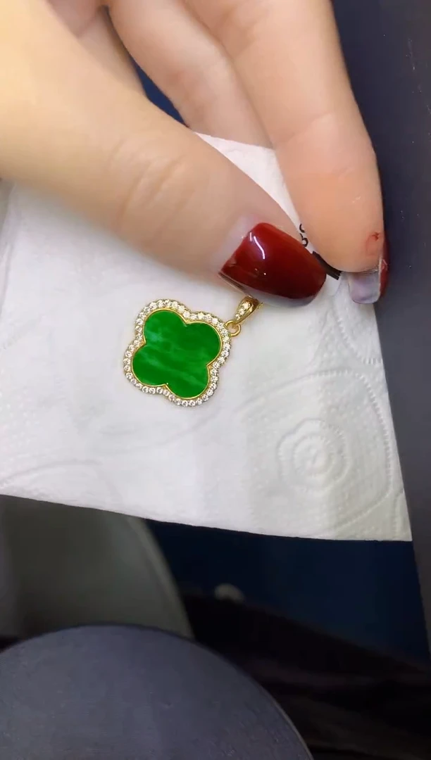 颈饰银S925镶嵌翡翠缅甸天然翡翠A货