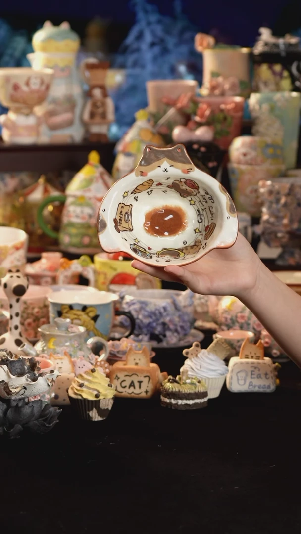 摆件陶景德镇釉下彩手绘设计师款陶瓷