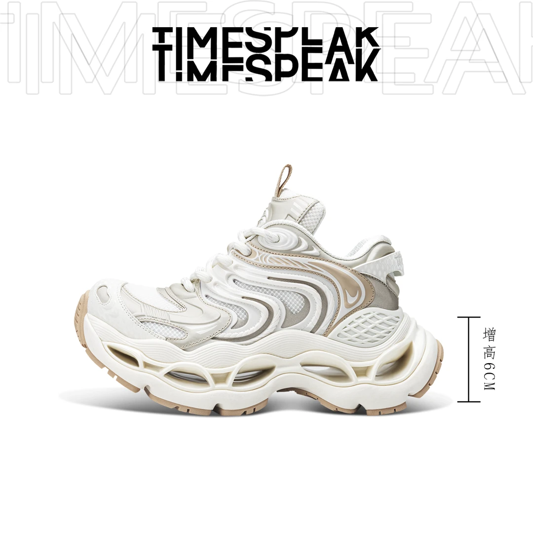 TIMESPEAK老爹鞋透气休闲鞋时尚厚底老爹鞋曜影系列女款百搭网面