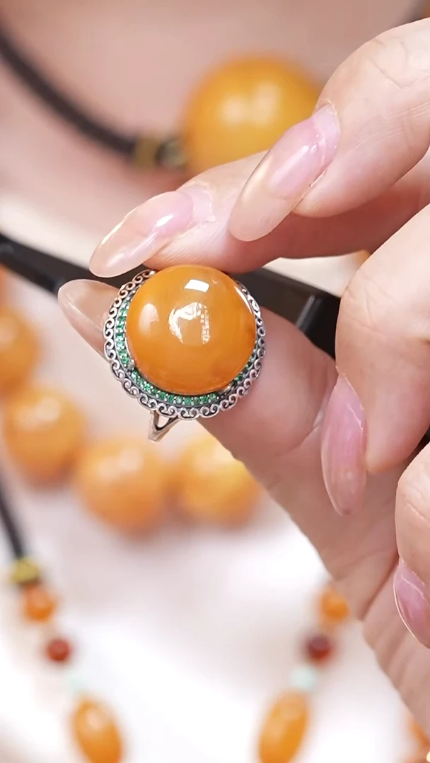 蜜蜡颈饰银S925镶嵌5504天然蜜蜡珠宝奇石云端妖孽全部保真