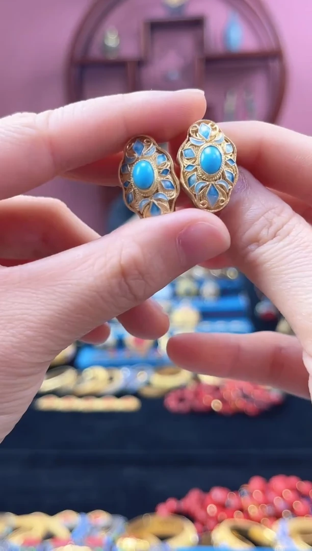 非遗花丝镶嵌 耳钉