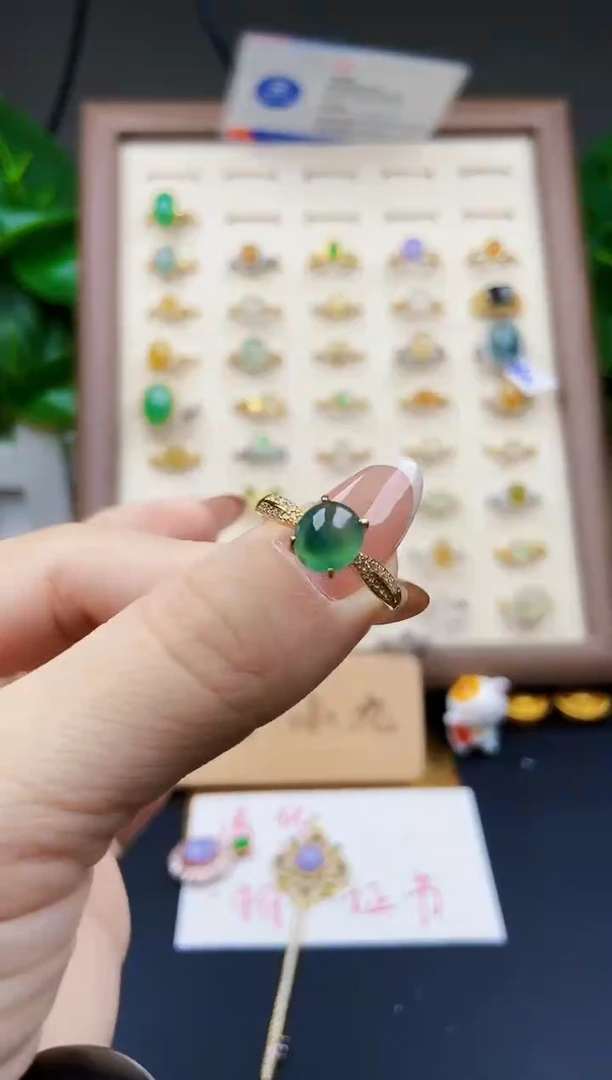 银S925镶嵌戒指翡翠12