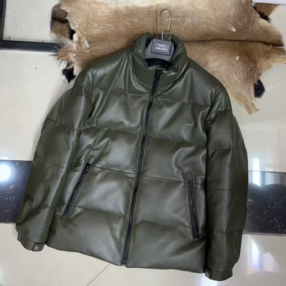 男士立领绵羊皮羽绒