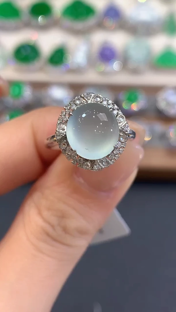 18K金镶嵌戒指翡翠a74