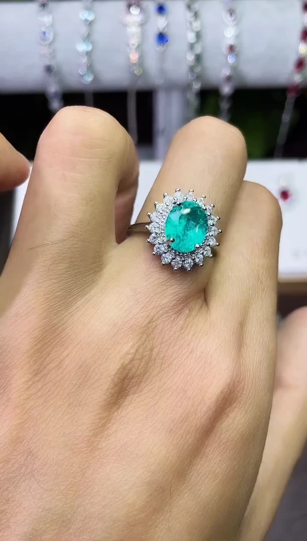 合金合成钻石帕拉伊巴戒指