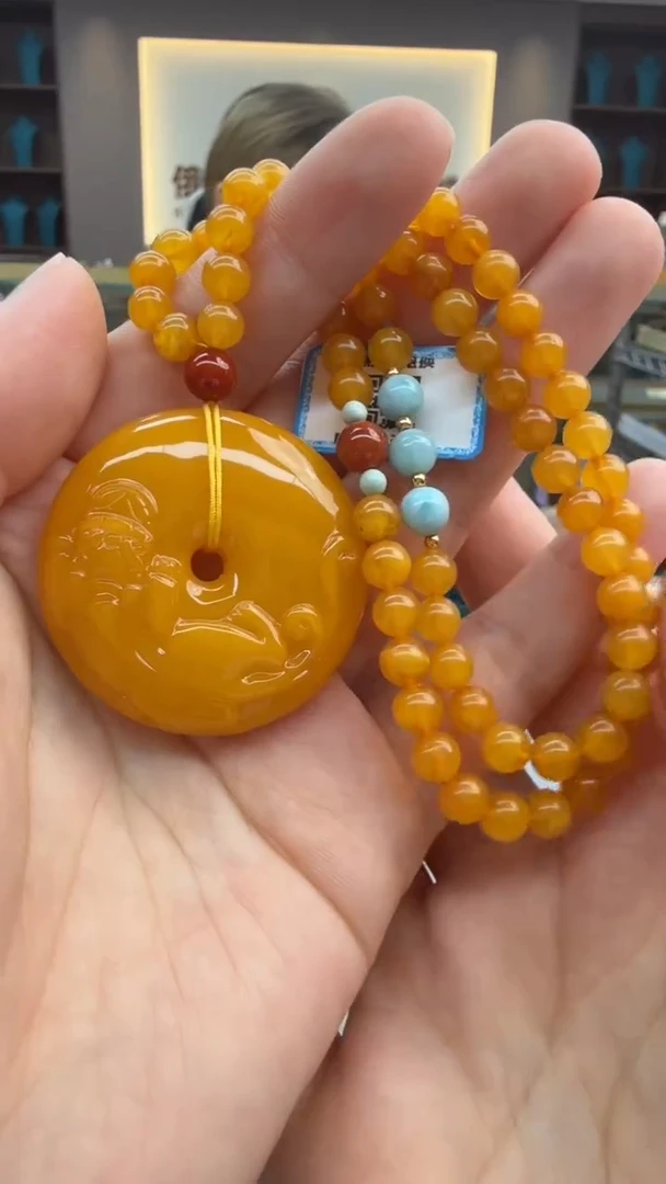 琥珀颈饰未镶嵌126秒拍号 假一罚三