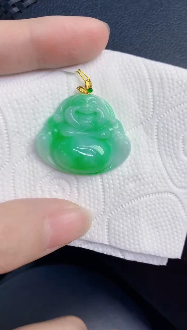 颈饰18K金镶嵌翡翠天然翡翠缅甸A货