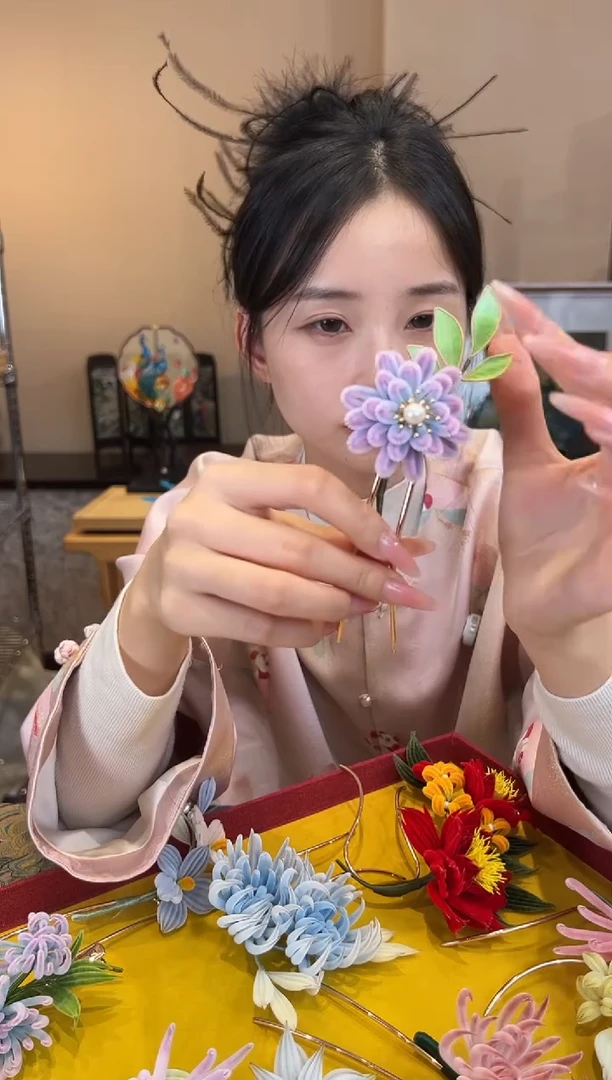 刺绣 非遗绒花（发饰）