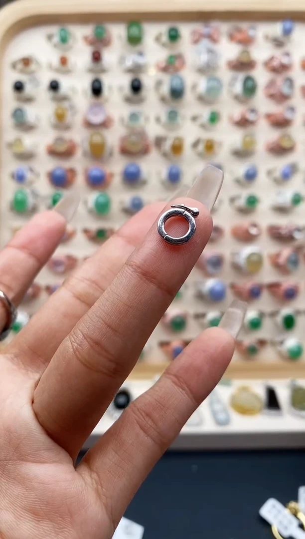 【闪购商品】翡翠戒指银S925镶嵌银色万能扣