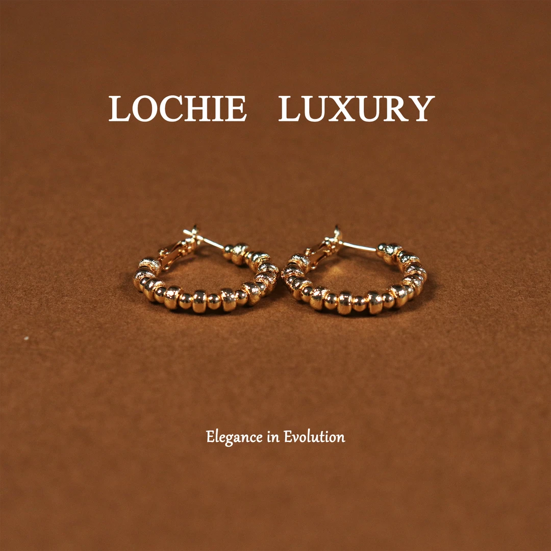 黄铜锆石耳饰 L066【伊甸园】法式经典简约百搭金色串珠圈圈耳钉