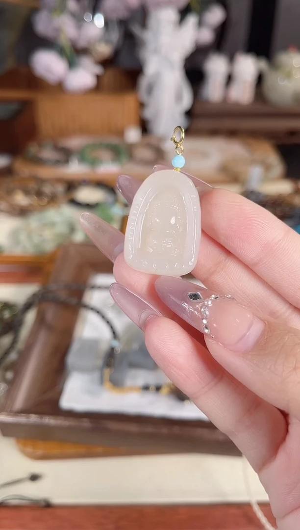 吊坠(不含链)银S925镶嵌和田玉多样性发其一孤品默认微瑕