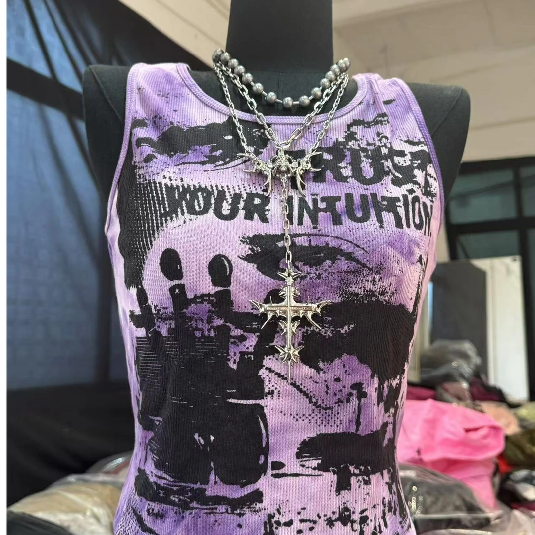 魔幻紫扎染印花背心