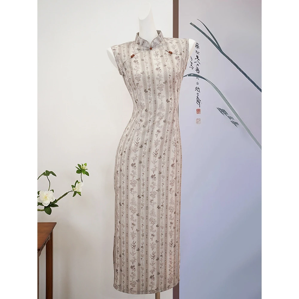 年轻款复古民国风无袖长款旗袍2025新款夏季气质新中式绝美连衣裙