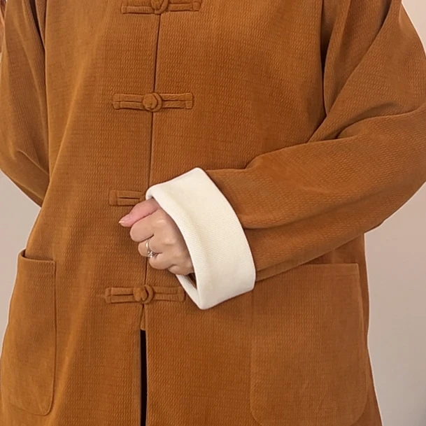 新中式秋冬款太极服雪花绒上衣女保暖太极拳八段锦晨练服练功健身