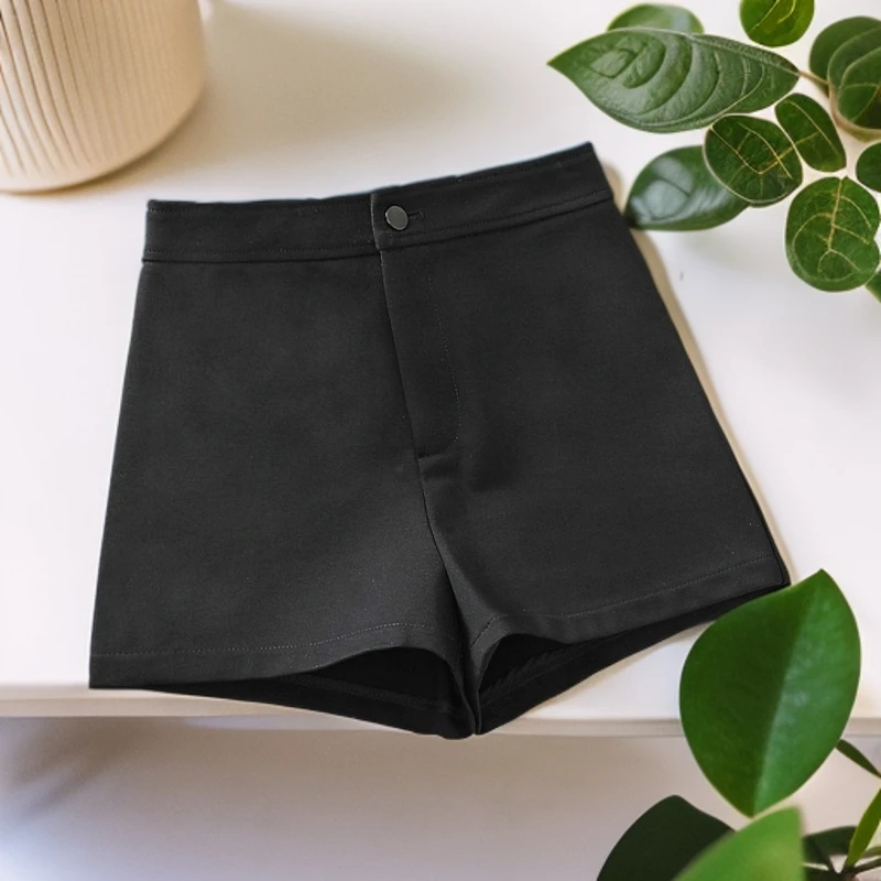 黑色短裤女款夏天韩版高腰a字辣妹热裤弹力修身显瘦百搭三分裤子