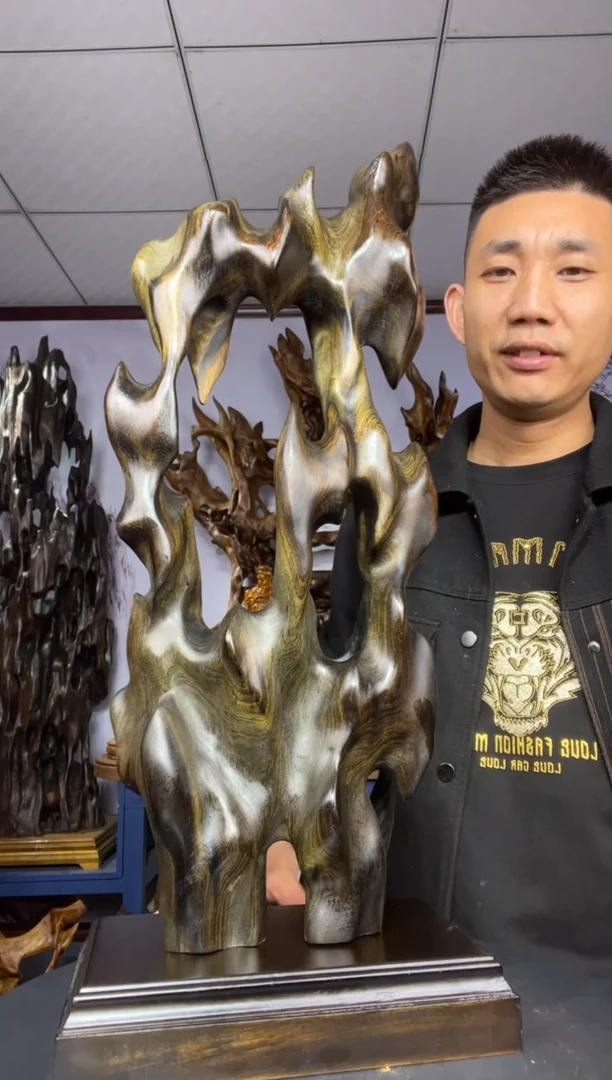 金丝楠木头款明***楼金丝楠木工艺品摆件