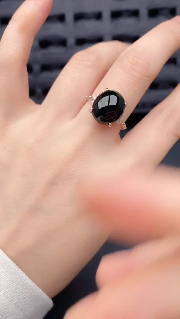 银S925镶嵌戒指翡翠天然a货翡翠427