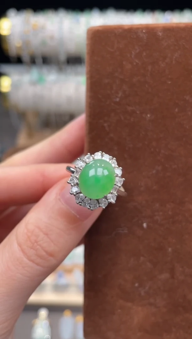 银S925镶嵌戒指翡翠1