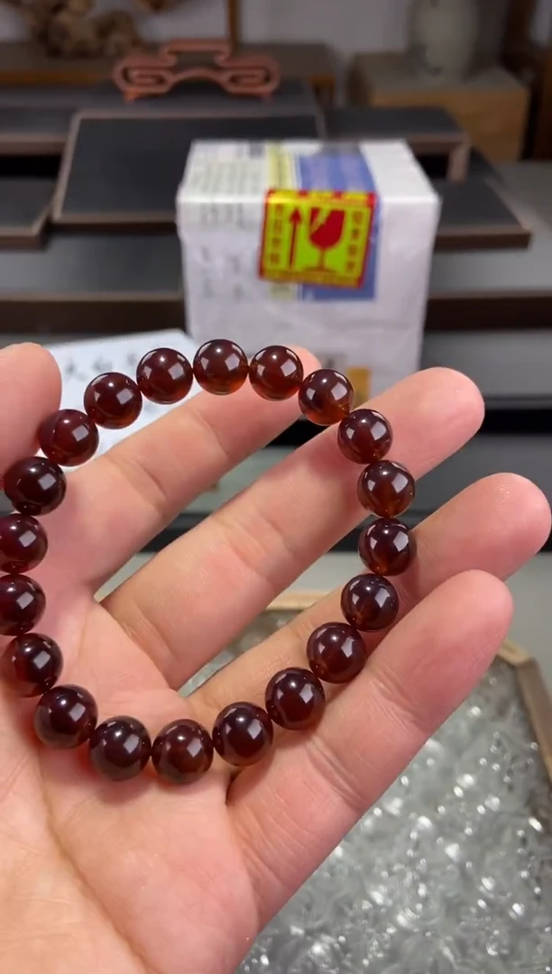 琥珀颈饰未镶嵌9+棕红紫罗兰手串