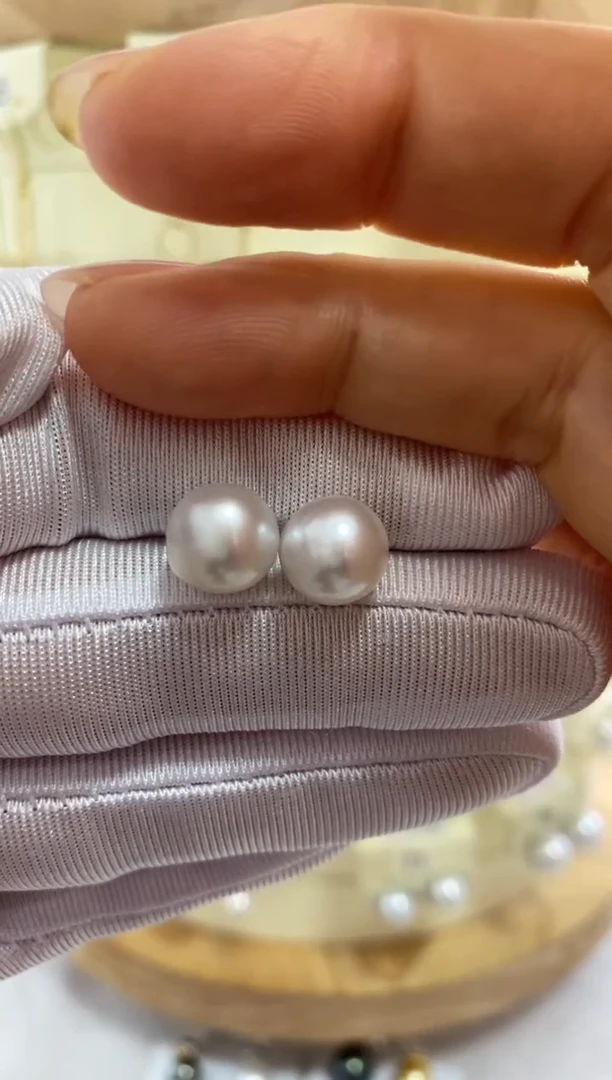 【闪购商品】海水珍珠耳饰银S925镶嵌9-10mm