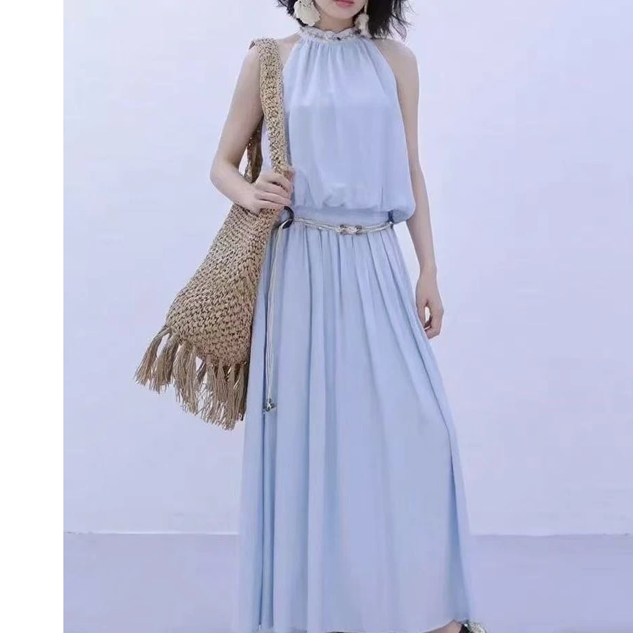 57206#2025新款时尚无袖洋气上衣半身裙两件套套装