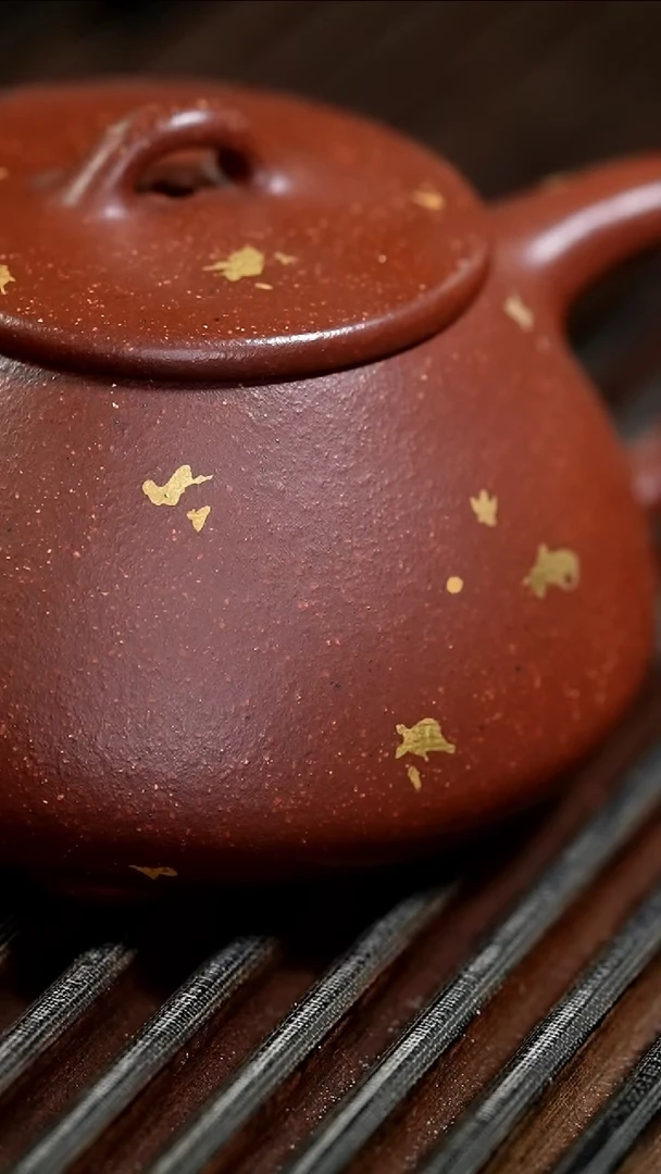 茶壶紫砂诺**舟14-全手底槽清洒金小平盖140cc