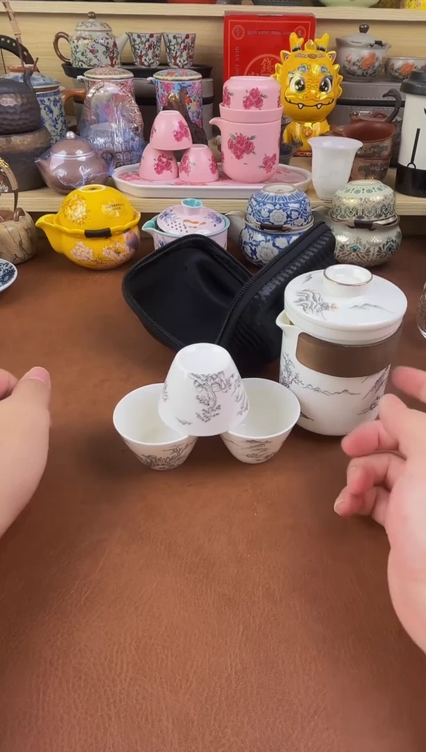陶瓷茶具摆件旅行套组