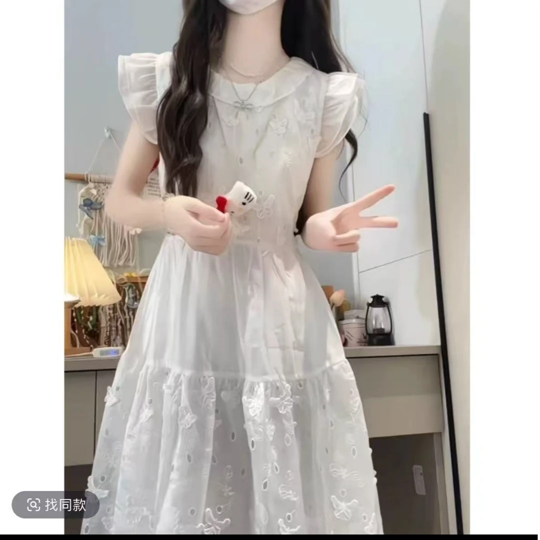法式休闲裙高腰夏季新款甜美小个子连衣裙长裙仙女裙气质法式收腰