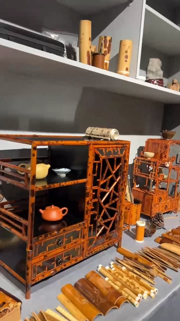 竹欣*湘妃竹茶水柜收纳柜