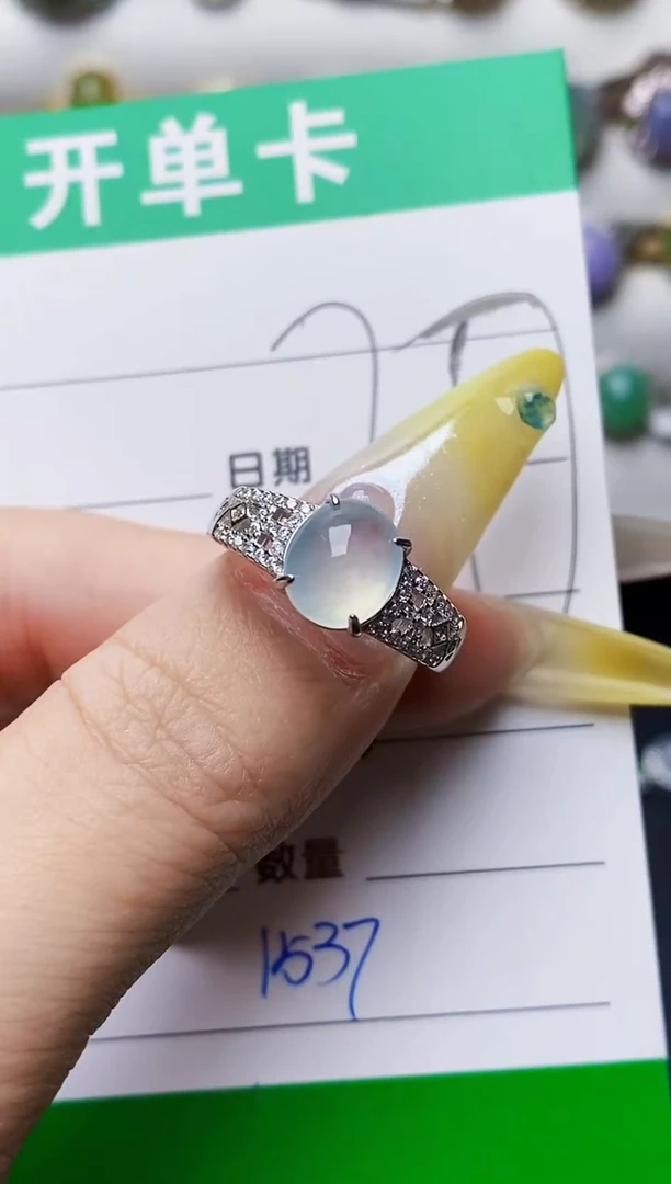 银S925镶嵌戒指翡翠1537