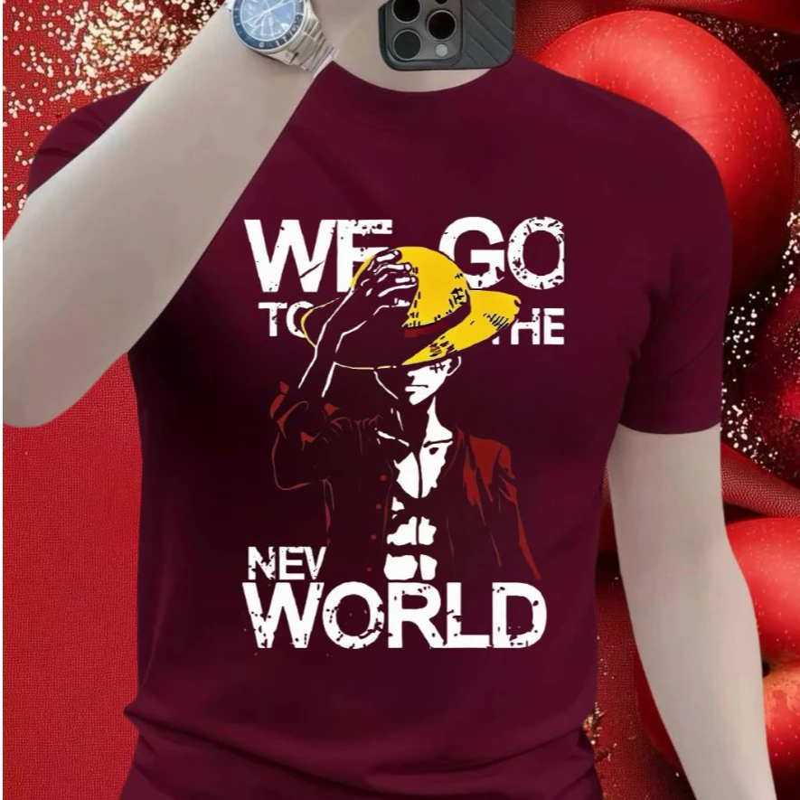 2025年货节衣服纯棉短袖男时尚红色本命年潮流百搭休闲打底上衣