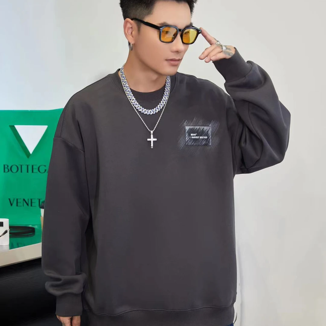 春秋圆领卫衣重磅长袖宽松休闲打底衫