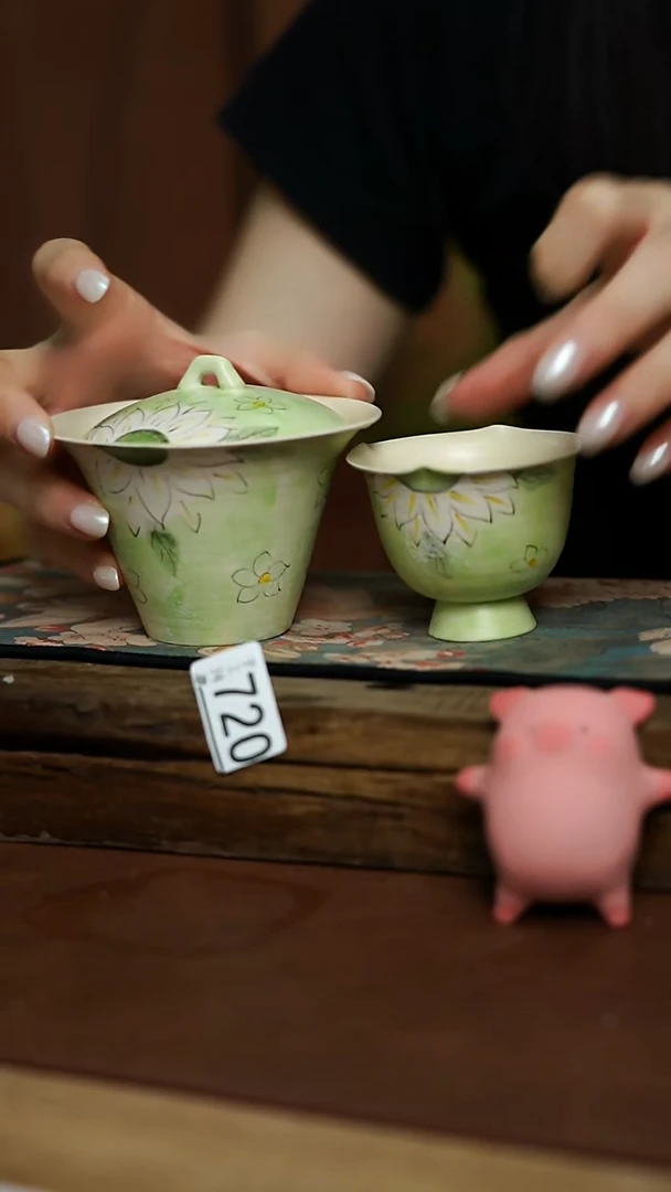 福利！！设计师手作款 太阳花盖碗
