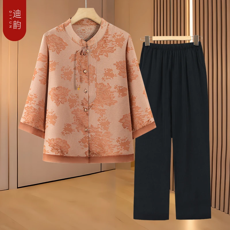 妈妈薄款衬衫60岁新款中老年人七分袖上衣女减龄奶奶衣服优雅婆婆