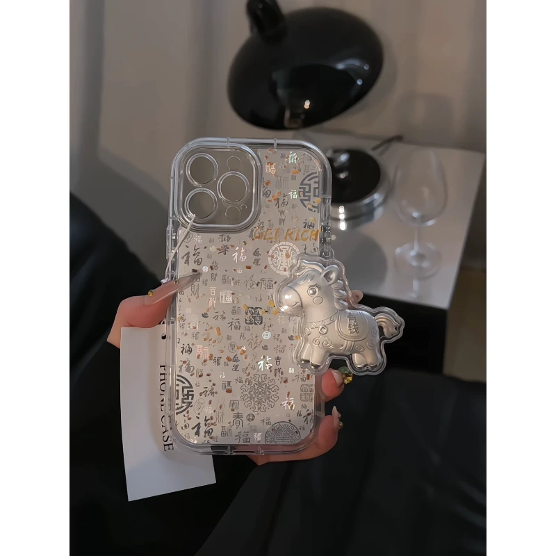 金箔字母渐变百福壳适用苹果17pro手机壳新款华为vivo小米15OPPO