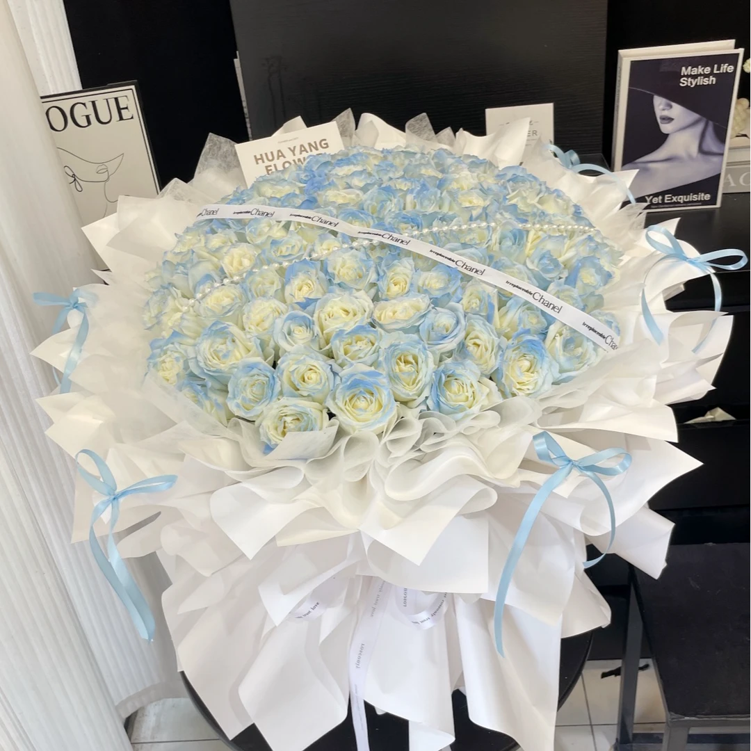 「碎冰蓝」鲜花全国鲜花小时达真花花束生日同城订婚送女友闺蜜